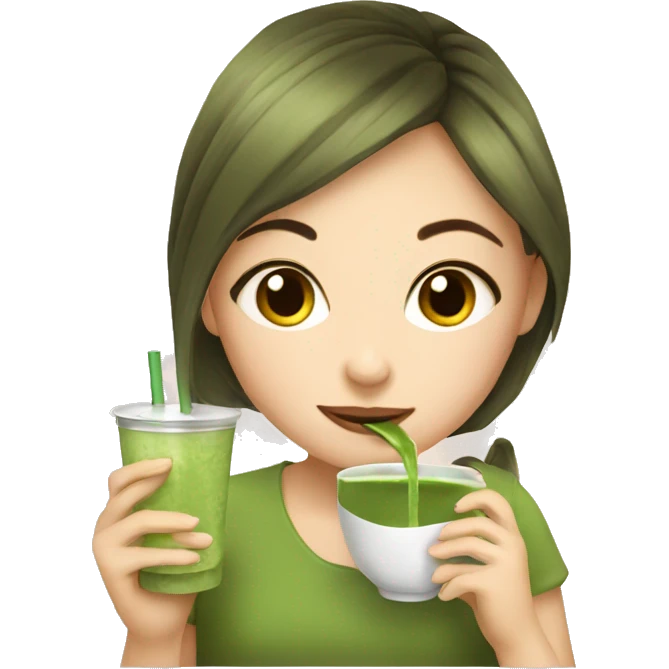 girl drinking matcha emoji
