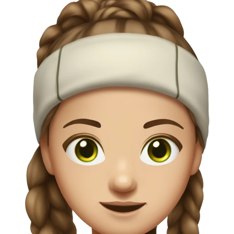 realistic portrait of girl, brown hair in a normal ponytail, sporty figure, sunkissed Skin, Green eyes emoji