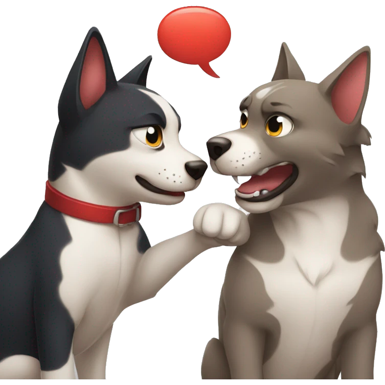 dog and cat fight say kunkun emoji