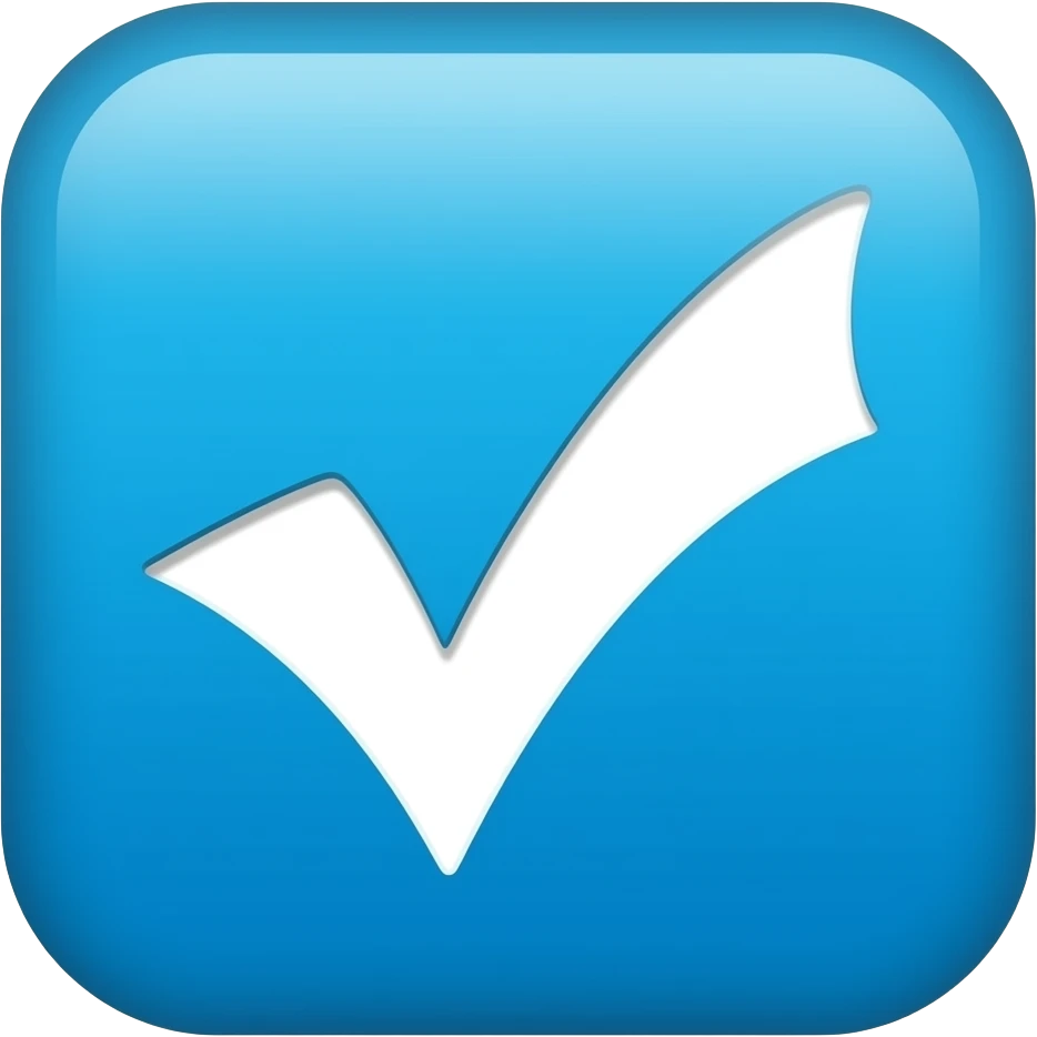 A roblox real check mark from roblox its a square with a checkmark and it’s blue A  A lot blue super blue make it all blue emoji