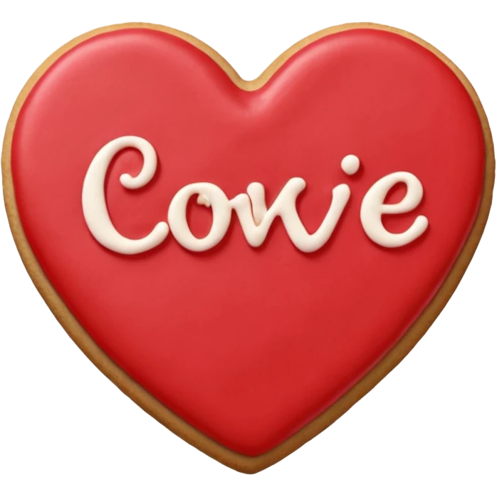 Heart-shaped cookie with smooth red icing, write 'Happy Valentine's day' on top of the red icing in white icing emoji