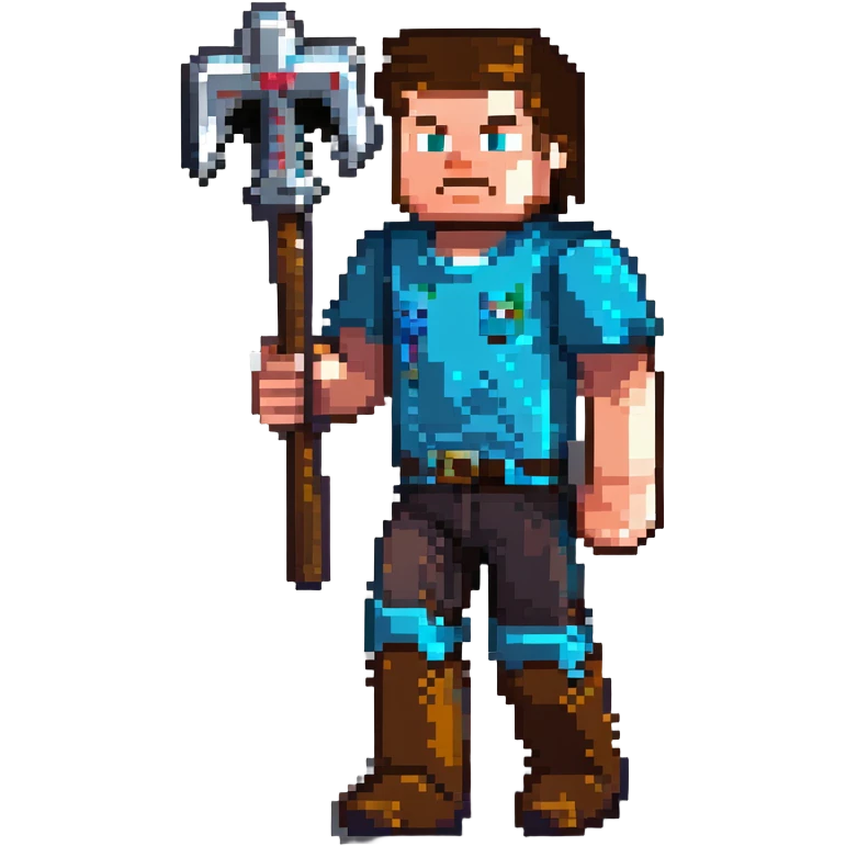 Minecraft Steve mining with pickaxe emoji