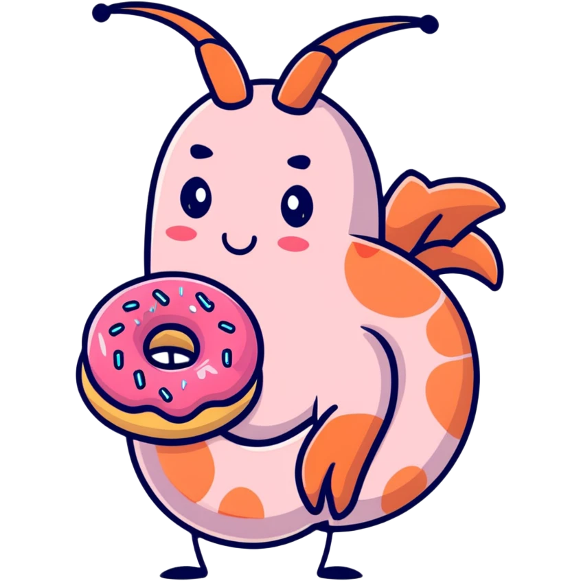 Prawn holding a donut  emoji
