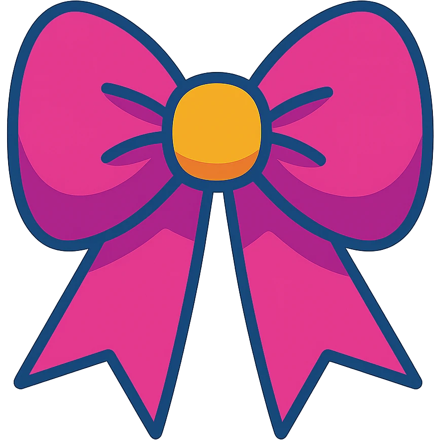 fluffy bow, vibrant colors, cartoon style emoji
