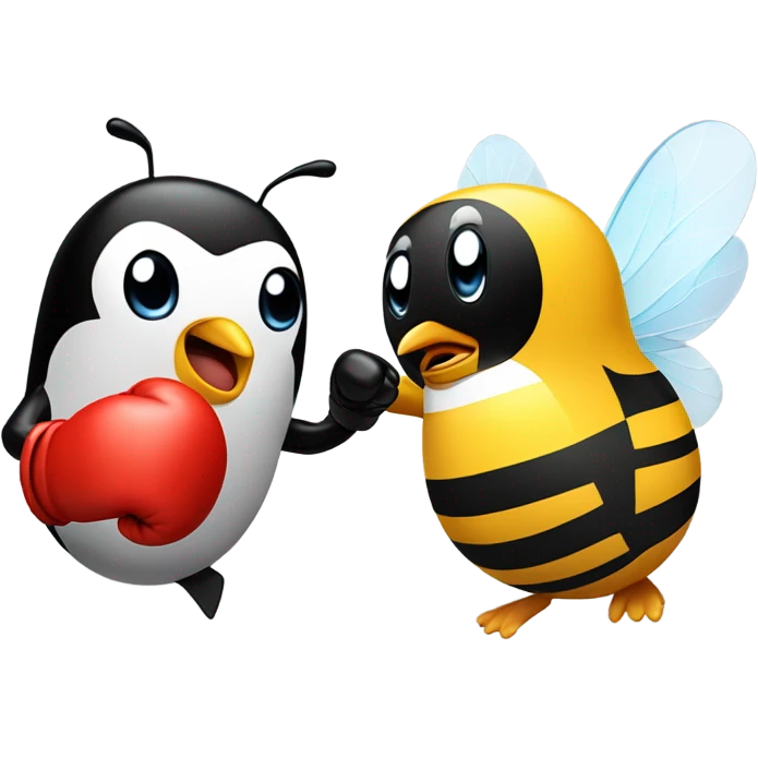Bee punching penguin emoji