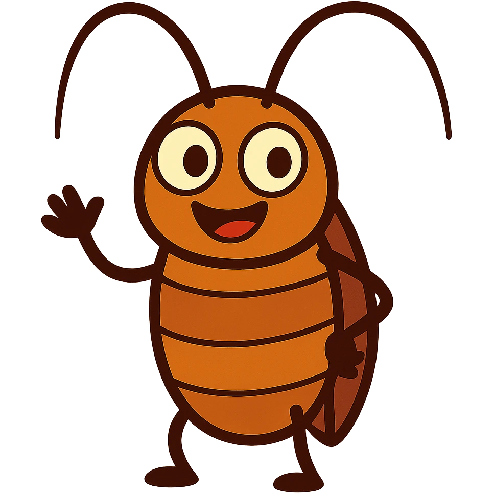 cockroach, cartoon style, friendly look emoji