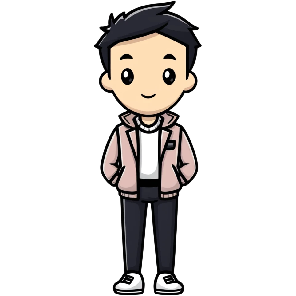 enigmatic character wearing chic modern clothes with simple design emoji