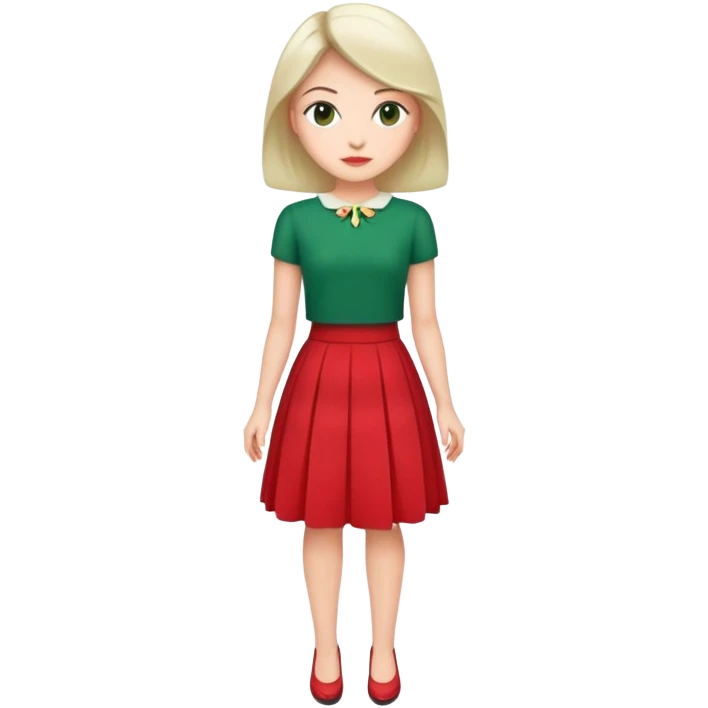 elegant dress with red top and green skirt emoji