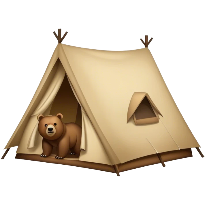 a tent with a grizzly bear above it emoji