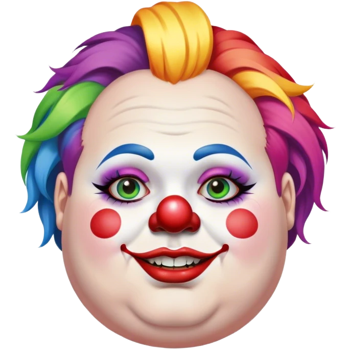 Woke overweight liberal angry with rainbow hair and clown makeup emoji