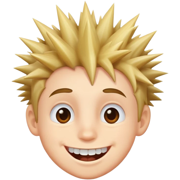 um garoto oiro feliz com cabelos espetador e dentesn longos emoji