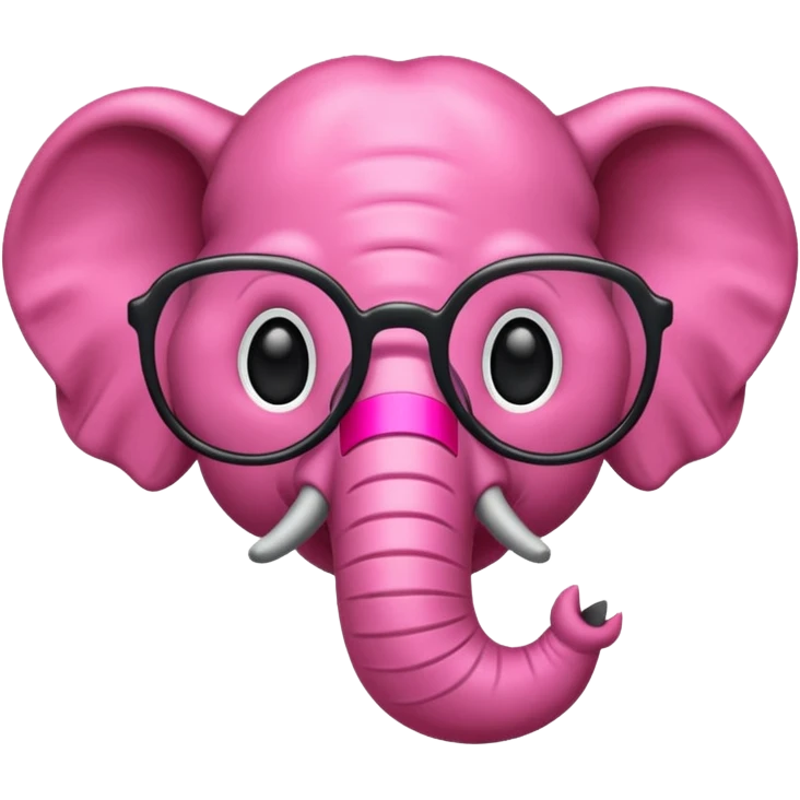 crear un emoji de un elefante rosadito con lentes de lectura grandes y negros  emoji