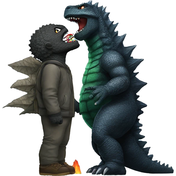 Godzilla and kiss  emoji