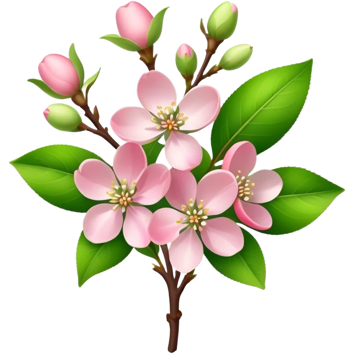 luxuriant bouquet light pink Apple blossom, luxuriant, stem, leaf, bud emoji