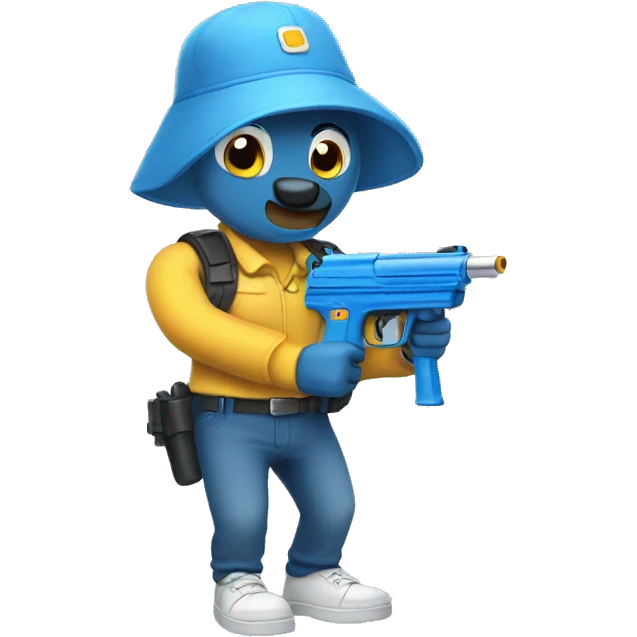 bluey with a watergun emoji