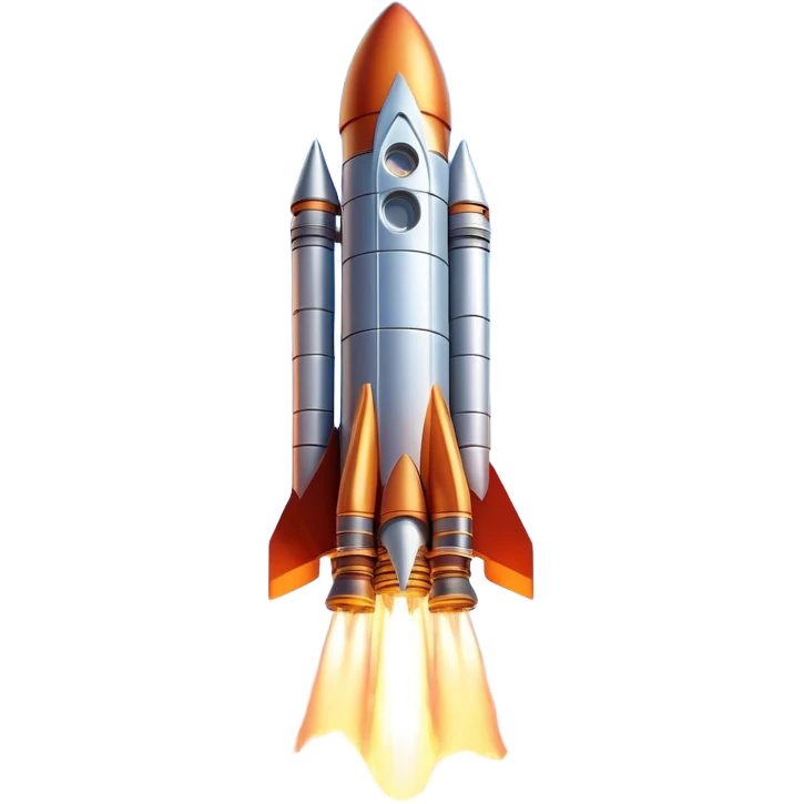  Cinematic Realistic Rocket Launch – A powerful, fiery scene of a massive rocket lifting off, its engines producing a bright, billowing inferno. The metallic body gleams in the sunlight, with intricate paneling and realistic textures bringing out its engineering marvel. Thick clouds of smoke and steam rise as it ascends into the sky. emoji