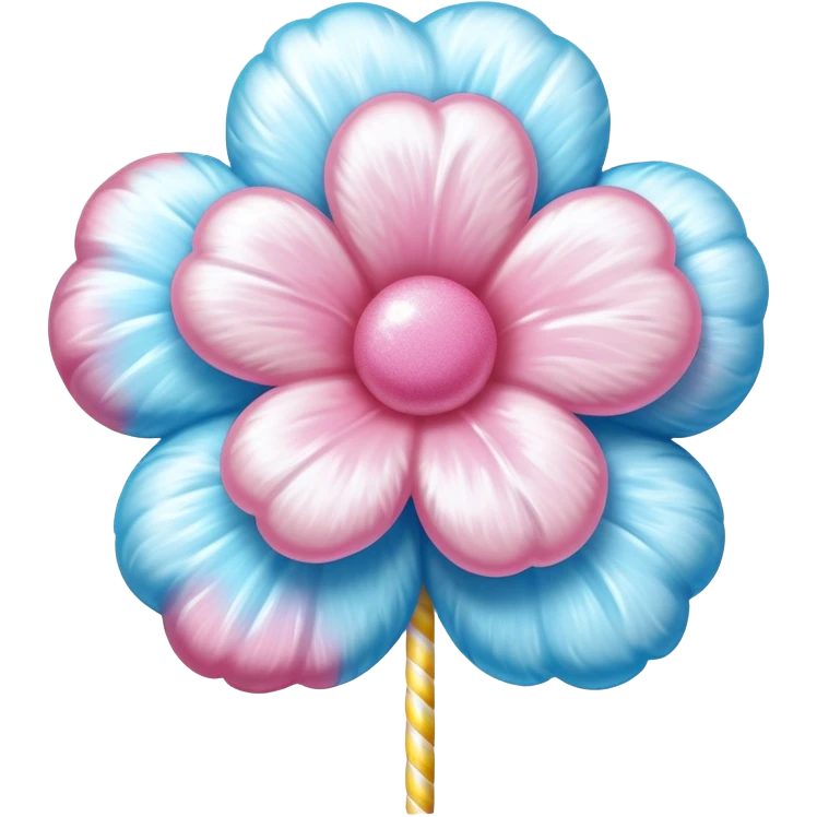 Fluffy cotton candy flower with shiny, glazed sugar strands and glistening highlights emoji