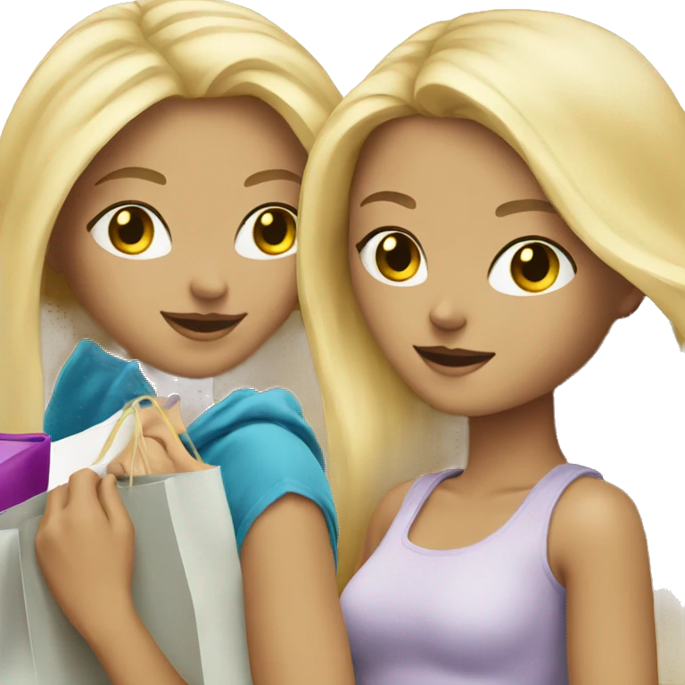Two blonde white girls shopping emoji