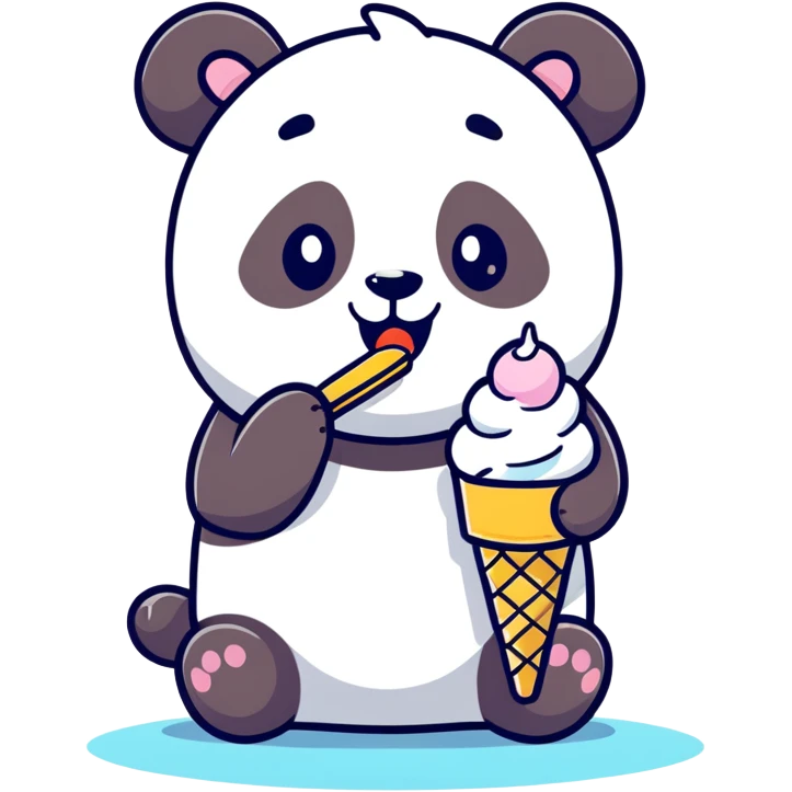 Panda eating ice cream emoji