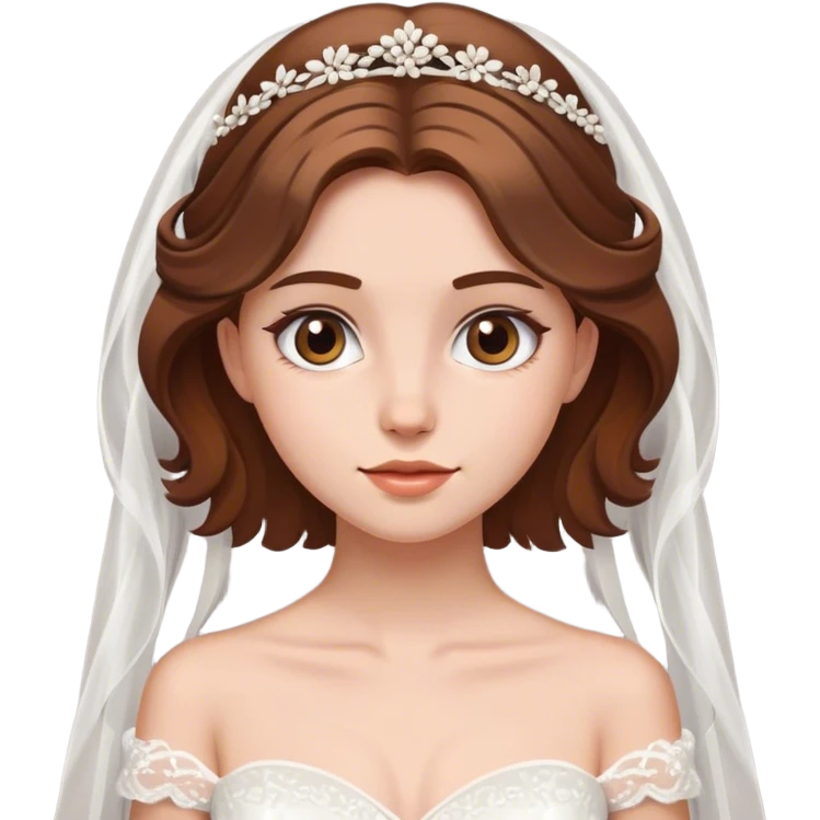 Brown haired girl in wedding dress emoji