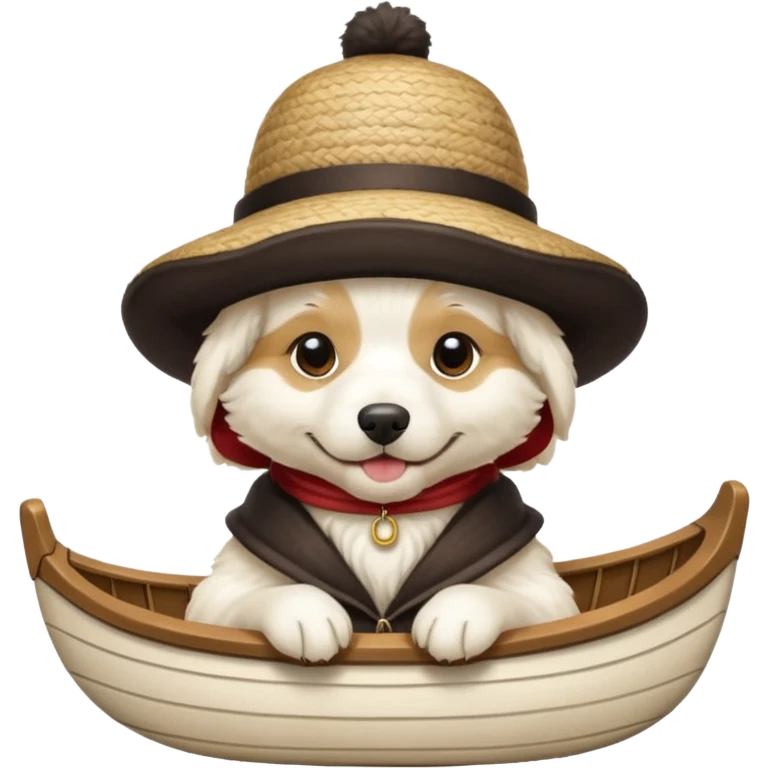white dog with iconic gondolier hat emoji