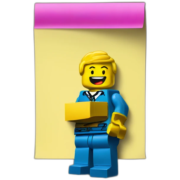 Lego of a post it note emoji