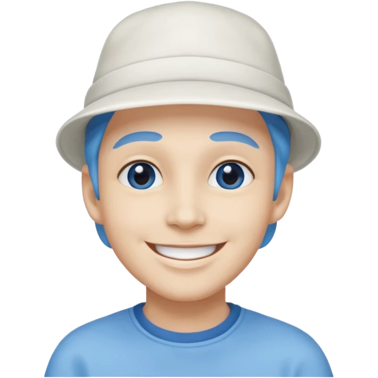 A blue face with a White cap it looks like the smurfs emoji