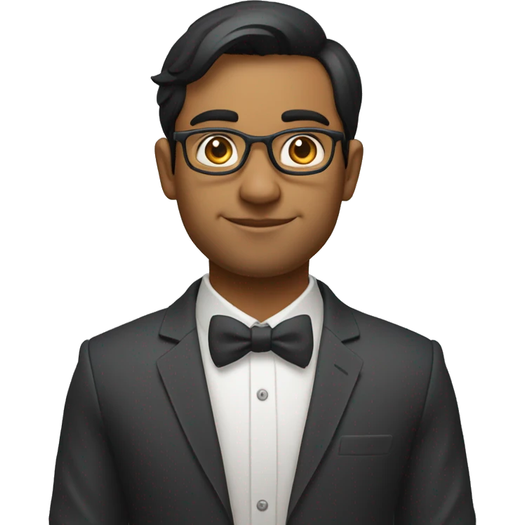 Indian man, young professional, wearing glasses, looking professional, in formal uniform, folded hands , fair skintonesighted left emoji