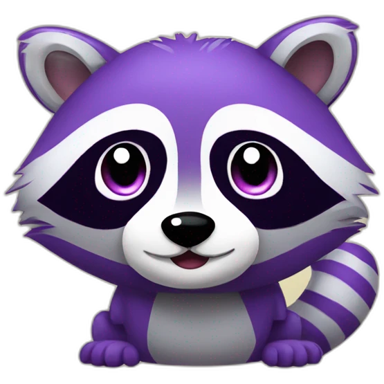 Total violet raccoon with heart emoji