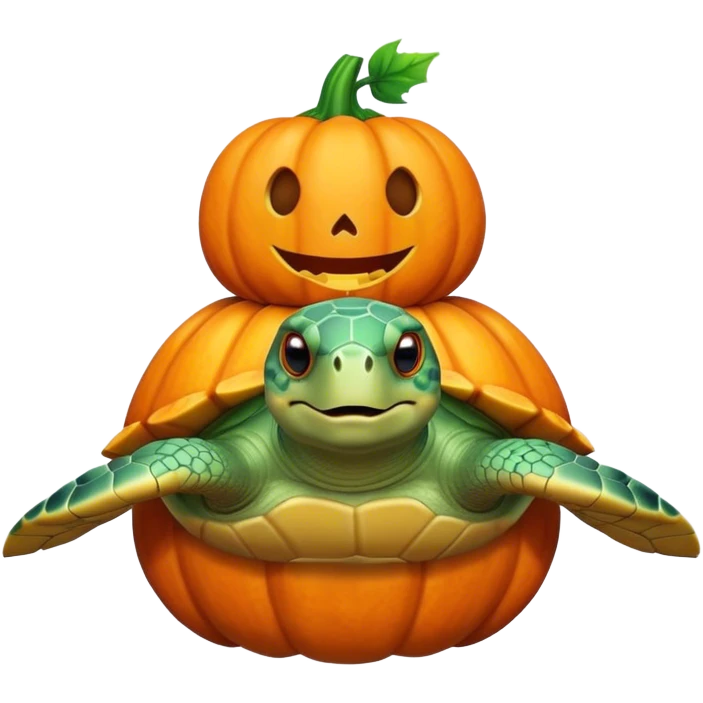sea turtle with a pumpkin on its head emoji