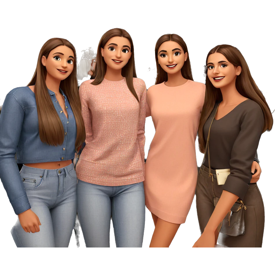 happy girls with stylish looks emoji