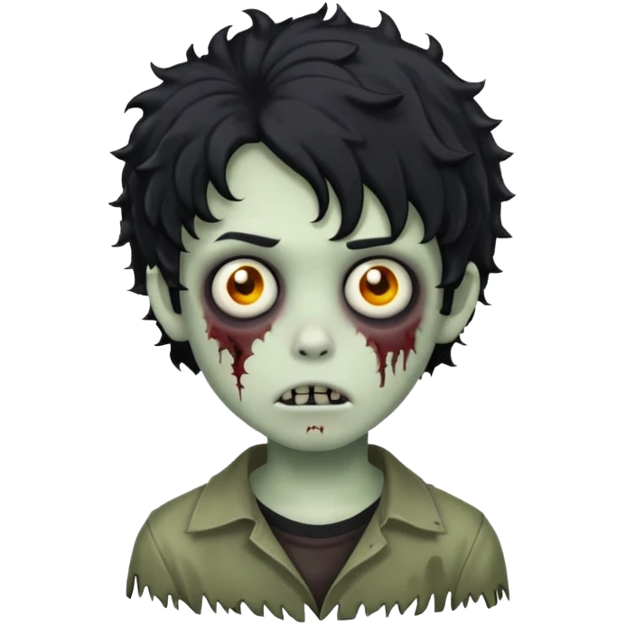 boy zombie with curly black hair emo emoji