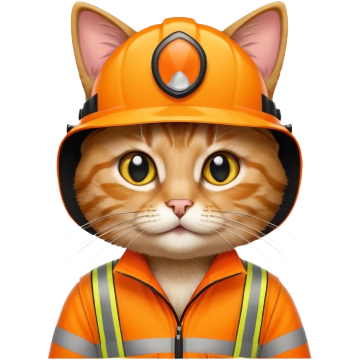 tabby cat standing in orange hi-vis clothing emoji