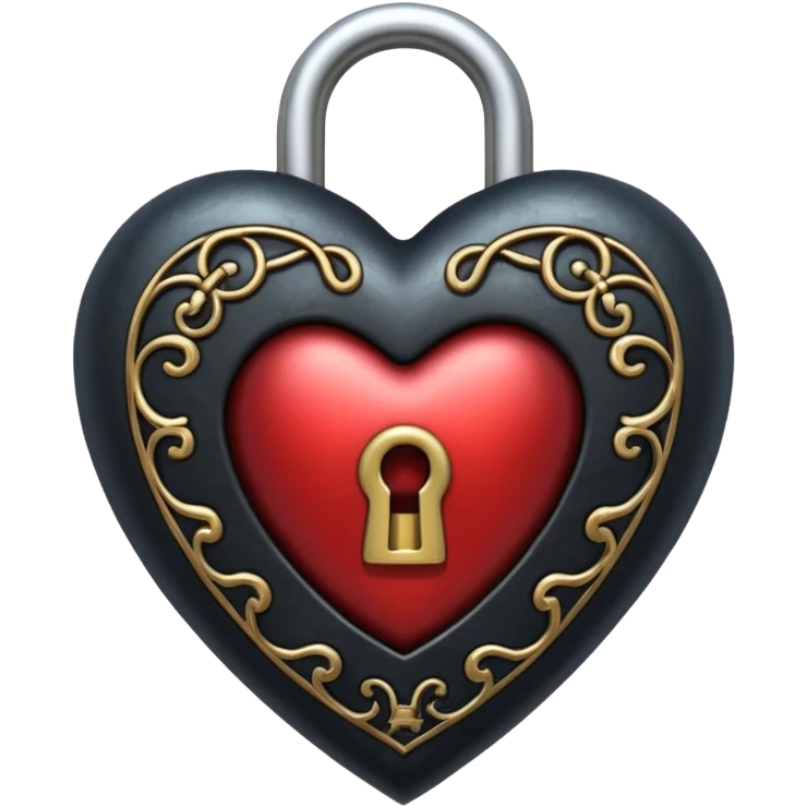 realistic gothic heart with a lock emoji