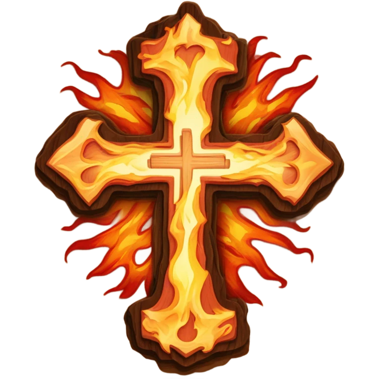Cross with fire emoji