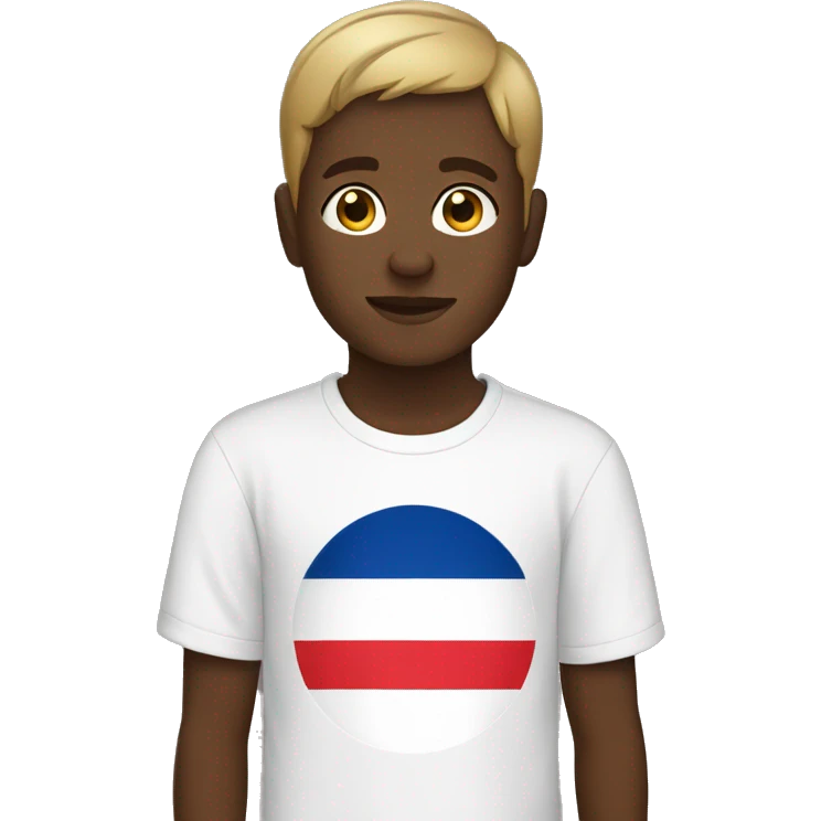 boy with short hair and dark skin and France t-shirt emoji