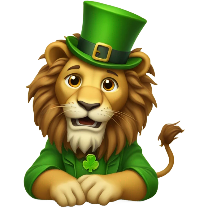 Lion pawing a leprechaun  emoji
