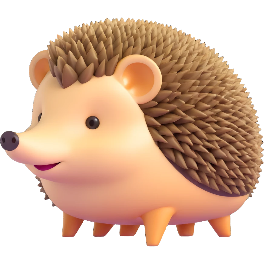 small cute hedgehog with round body, brown spines, pointed nose and tiny legs emoji