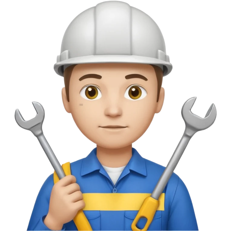 ultra realistic engineer with small ukraine flag and with wrench emoji