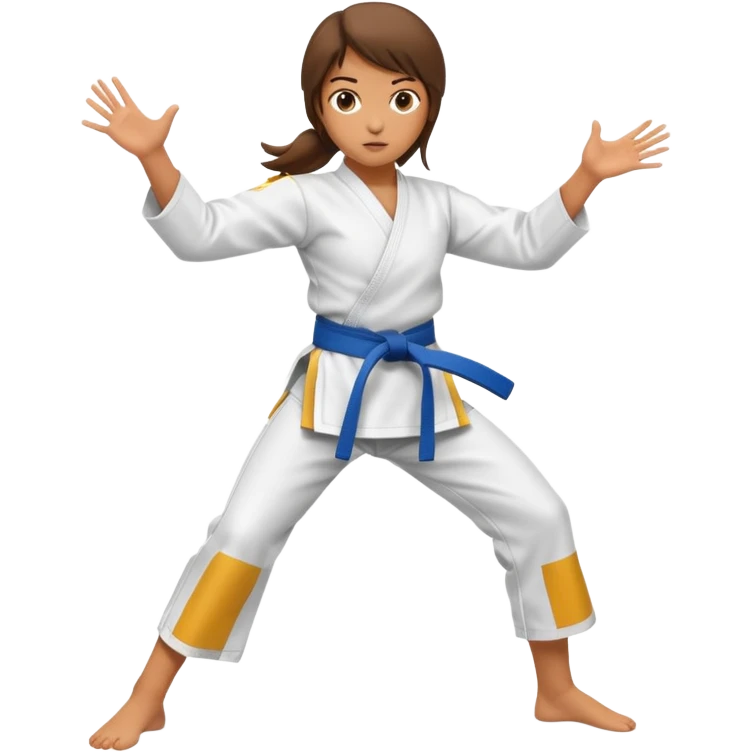 hand drawn girl karate kick emoji