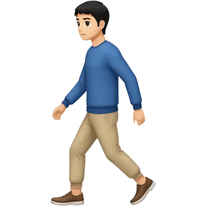 The Walking Man black hair all body from the side and taking a step emoji