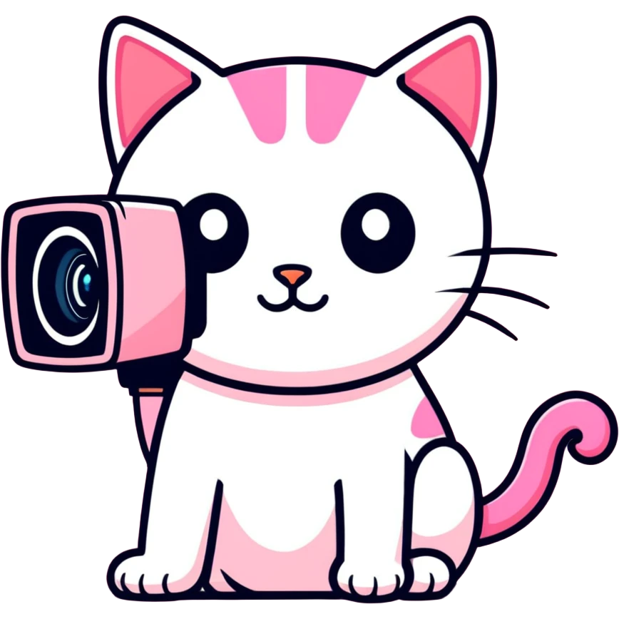 creative and modern pink cat merged with a CCTV camera emoji
