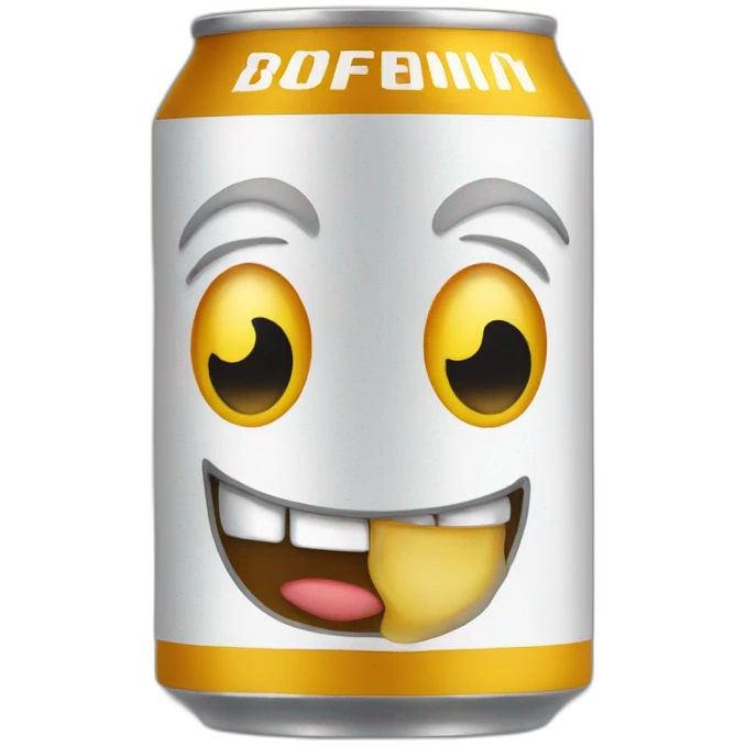 Beer can with a face emoji