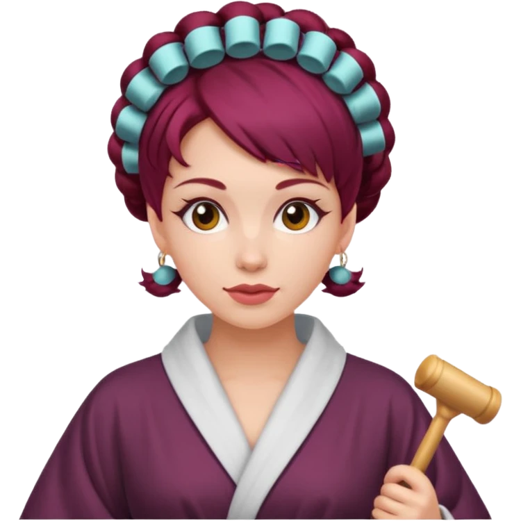 woman with burgundy hair rollers emoji