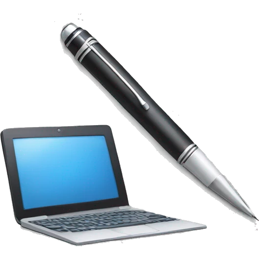 A pen with a computer, representing writing and digital content creation. emoji