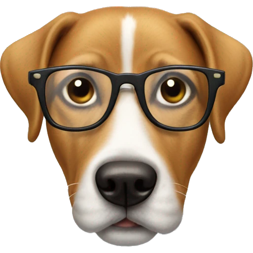 Dog wearing glasses emoji