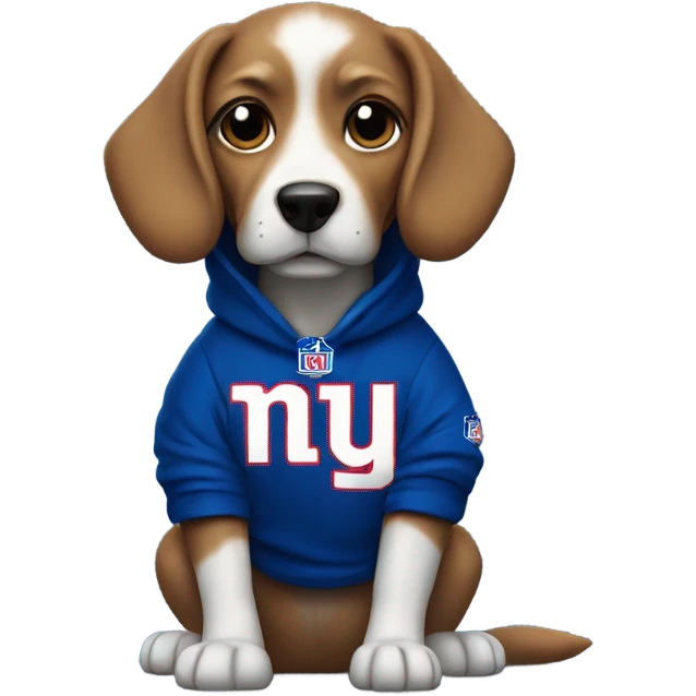 Dog wearing a NY Giants hoodie emoji