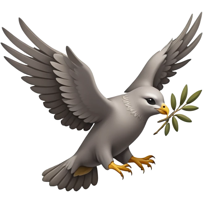 A flying seal, with eagle’s wings, carrying an olive branch like a dove of peace emoji