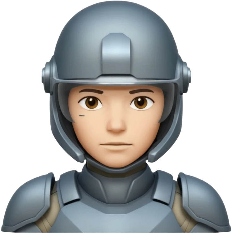 futuristic armored soldier portrait, head and shoulders only, helmet visor, sci-fi armor details, 3D cartoon, mobile game icon style, clean background, no text, no watermark

 emoji