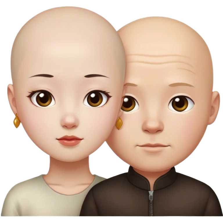 Chinese girl bald white boy emoji